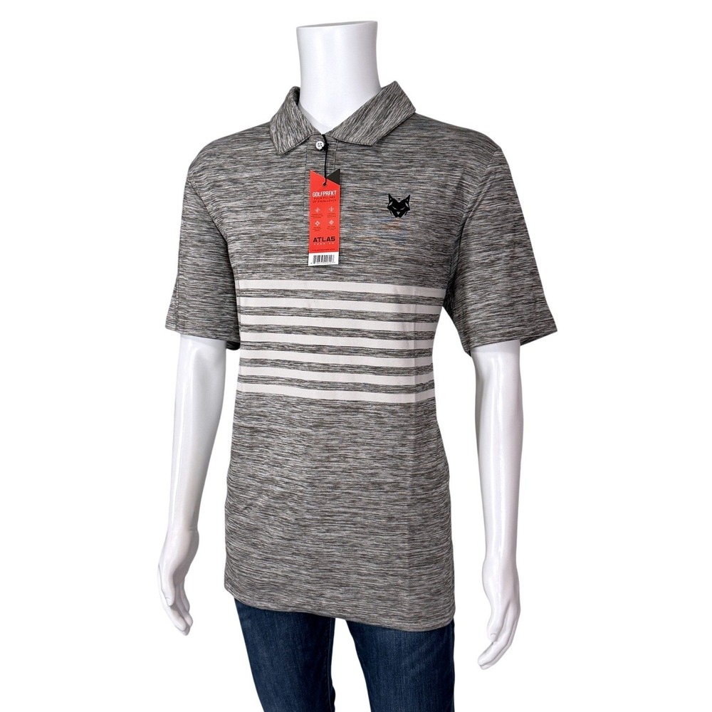Atlas Premier Mens Grey Space Dye Striped Golf Polo Shirt Size Large NWT‎ - Picture 4 of 12